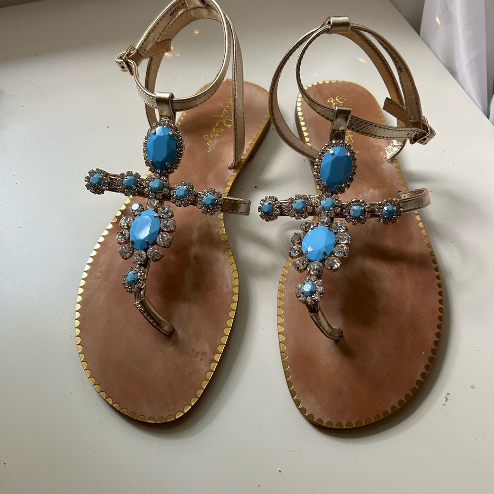 Lilly Pulitzer Katie Embellished Sandal. Size 8m.
